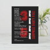 サプライズ 35歳 現代の誕生日 赤 黒 白 招待状 (スタンド正面)