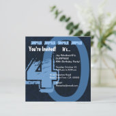 サプライズ 40歳の誕生日 ブルー系色合い F003 招待状 (スタンド正面)
