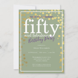 サプライズ！50歳の誕生日パープルゴールド 招待状