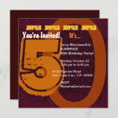 サプライズ！50歳の誕生日 バーガンディ ゴールド F001 招待状 (正面/裏面)