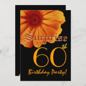 サプライズ 60歳の誕生日 テンプレート ゴールド オレンジ デイジー (正面/裏面)