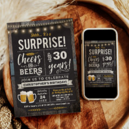 サプライズ Cheers and Beers 30歳の誕生日招待状 招待状