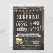 サプライズ Cheers and Beers 40歳の誕生日招待状 招待状 (正面)