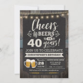 サプライズ Cheers and Beers 40歳の誕生日招待状 招待状 (正面)