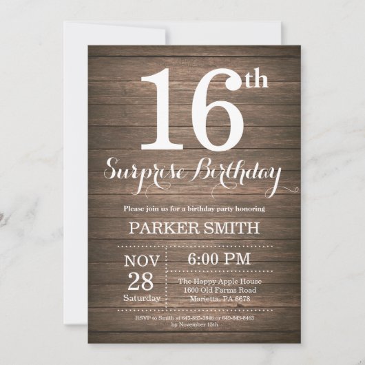 サプラ素朴イズ16誕生日招待状 招待状 (正面)