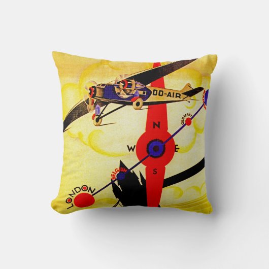 サベナ・ベルギー航空のアールデコのコンパス クッション (正面)