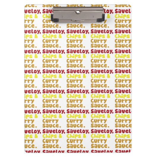 サベリー、チップス、カレーソース。 クリップボード (正面)