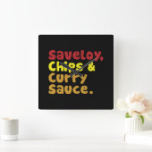 サベリー、チップス、カレーソース。 スクエア壁時計 (ホーム)