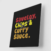 サベリー、チップス、カレーソース。 スクエア壁時計 (傾斜)