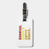 サベリー、チップス、カレーソース。 ラゲッジタグ (正面縦)