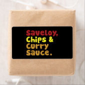 サベリー、チップス、カレーソース。 ラベル (インサイチュ)