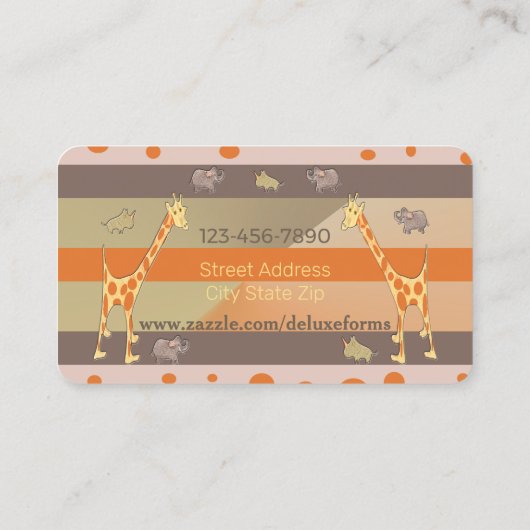 サベージ・サファリの動物 名刺 (裏面)