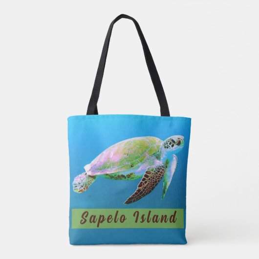サペロアイランドグルジア威厳のあるウミガメ トートバッグ (裏面)