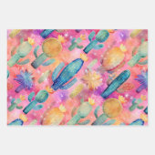 サボアートコンボ緑ホワイトピンク砂漠の南西 ラッピングペーパーシート (正面3)