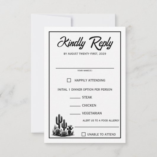 サボカジュアルス食品の選択肢RSVPカード 出欠カード (正面)