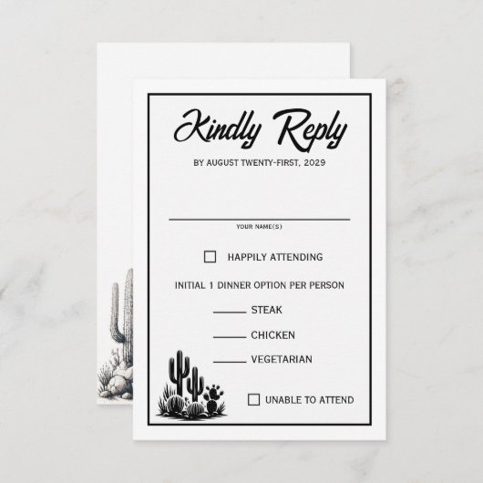 サボカジュアルス食品の選択肢RSVPカード 出欠カード (正面/裏面)