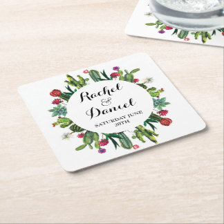 サボクコースターウェディングパーティーカクティフィエスタ スクエアペーパーコースター