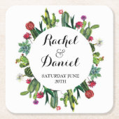 サボクコースターウェディングパーティーカクティフィエスタ スクエアペーパーコースター (正面)