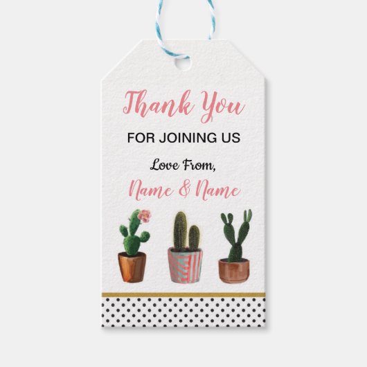 サボサカクティサンキューラベル水玉模様結婚ズ ギフトタグ (正面)