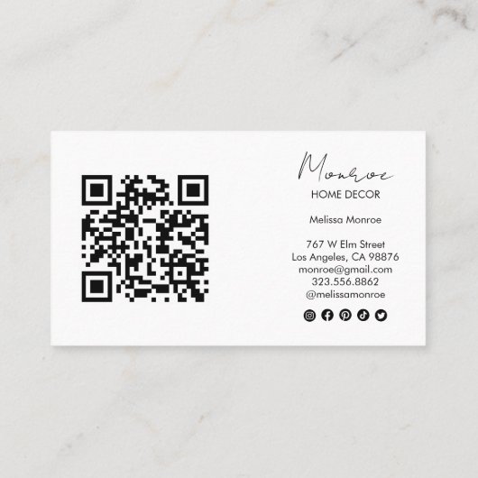 サボスイラストレーションボホドードルQRソーシャルアイコン 名刺 (裏面)