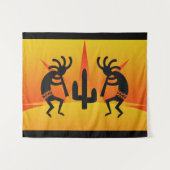 サボスサンセットデザートココペリサウスウェストデザイン タペストリー (正面(横))