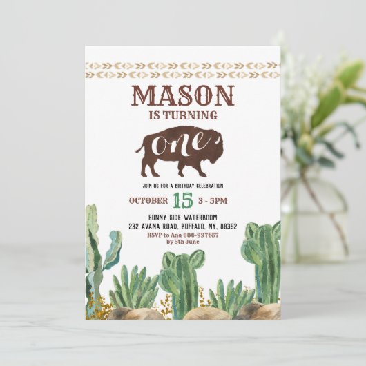 サボスバッファローデザート誕生日招待状 招待状 (スタンド正面)