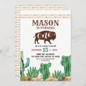 サボスバッファローデザート誕生日招待状 招待状 (正面/裏面)