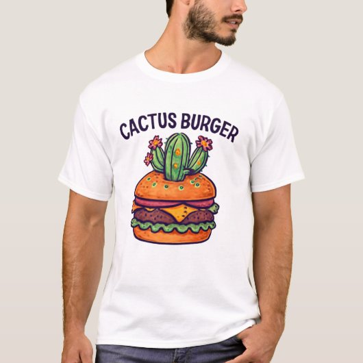 サボスバーガー🌵🍔 | おもしろいかわいいフードアート Tシャツ (正面)