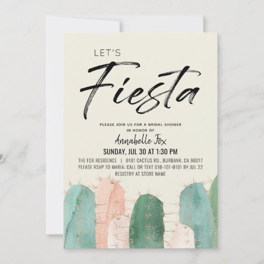 サボスフィエスタピンクブライダルシャワー 招待状 (正面)