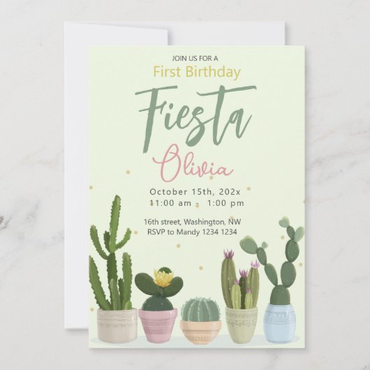 サボスフィエスタファースト誕生日招待状 招待状 (正面)