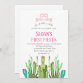 サボスモダンティアラファーストフィエスタピンク誕生日 招待状 (正面/裏面)