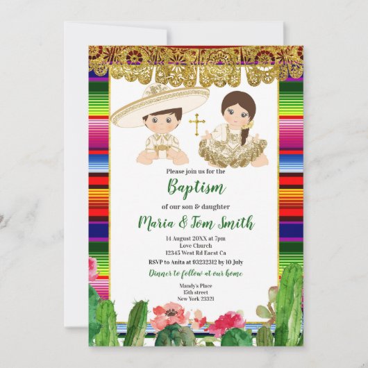 サボス金ゴールドバプティスフィエスタツイン招待状 招待状 (正面)