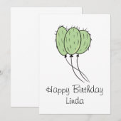 サボタカボチャの植物の誕生日 招待状 (正面/裏面)