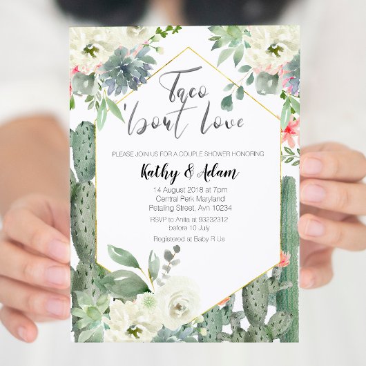 サボタコスについて愛カップルのシャワー招待状 招待状