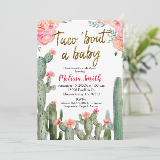 サボタコスの赤ちゃんシャワー 招待状 (スタンド正面)