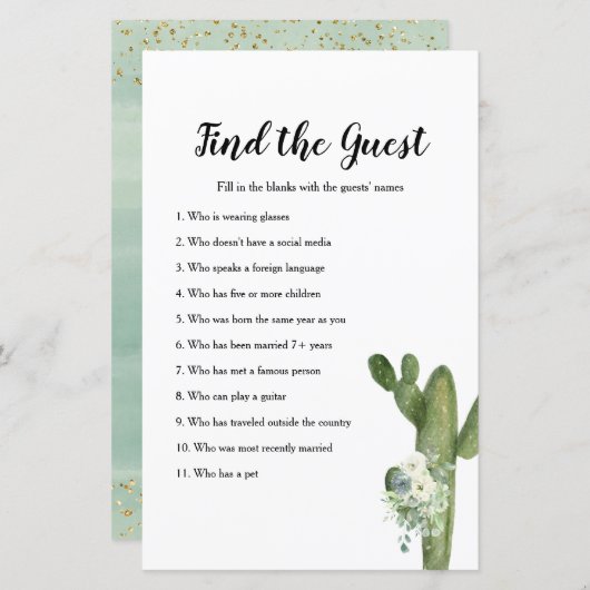 サボタコスフローラタコの恋を見つけるゲストゲーム (正面/裏面)