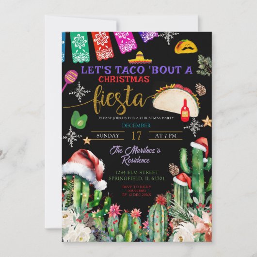 サボタコブアクリスマスフィエスタ招待状 招待状 (正面)