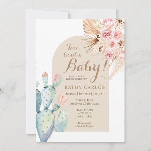 サボタコブーンアザベビーパンパスグラス招待状 招待状 (正面)