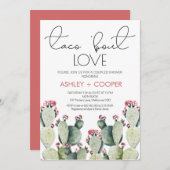 サボタコモダンの恋カップルのシャワー 招待状 (正面/裏面)