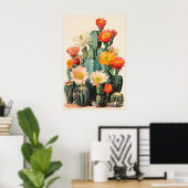 サボタスの花のプリント 植物の壁掛けアート ポスター (ホームオフィス)