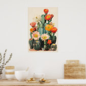 サボタスの花のプリント 植物の壁掛けアート ポスター (キッチン)