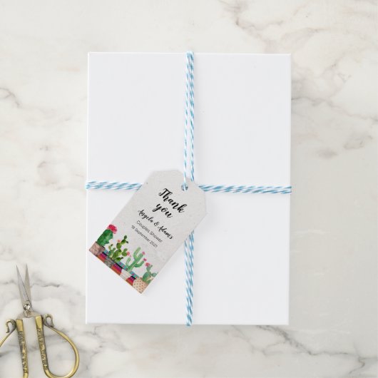 サボツカップルシャワーありがとうラベル ギフトタグ (より糸付き)