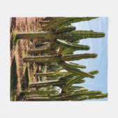 サボティの庭。緑の丈の高いサボテンと多汁の植物が育つ フリースブランケット (正面(横))
