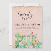 サボテスガーデンテーマ21歳誕生日パーティー 招待状 (正面)