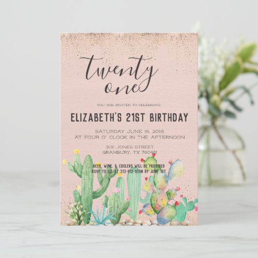 サボテスガーデンテーマ21歳誕生日パーティー 招待状 (スタンド正面)