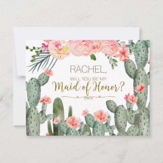 サボテス·メキシコンが私のメイド・オブ・オーナー(花嫁付き添い人)カード 招待状 (正面)