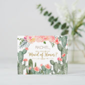 サボテス·メキシコンが私のメイド・オブ・オーナー（花嫁付き添い人）カード 招待状 (スタンド正面)