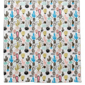 サボテモダンンの幾何パターン シャワーカーテン (正面)