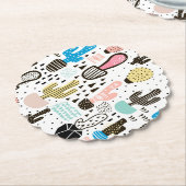 サボテモダンンの幾何パターン ペーパーコースター (アングル)