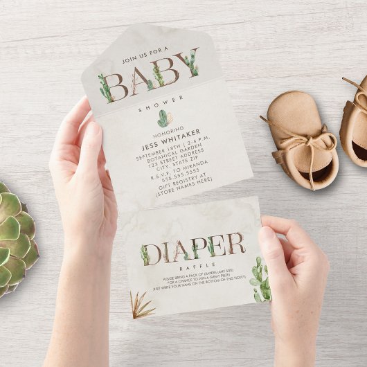 サボテンおむつくじ ベビーシャワー オールインワン オールインワン招待状